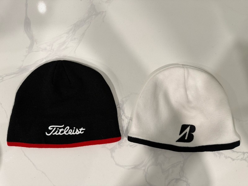 2 New Golf Beanies Titleist Bridgestone Winter Hat Skull