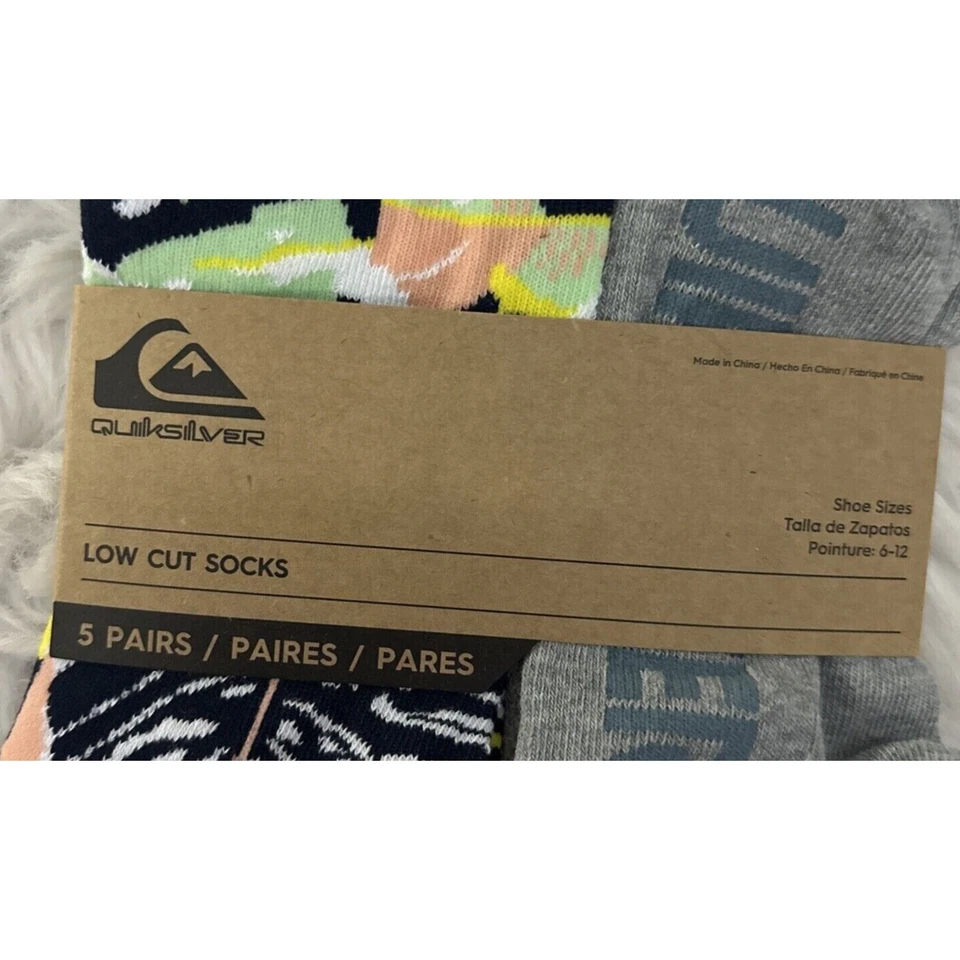 Calcetines Quicksilver corte bajo para hombre 5 pares para zapato talla 6-12 nuevos con etiquetas Foto 2 de 3