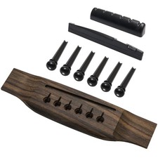 6 String Rosewood Acoustic Guitar Bridge Saddle Nut Pins Set with Six Black