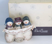 RARE Birch Hearts Snowmen Season of Happiness Winter Hat Scarf Figurine 81062