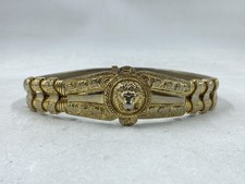 Vintage Judith Leiber Lion Head Buckle Double Tubogas Belt Gold Tone Sz 23