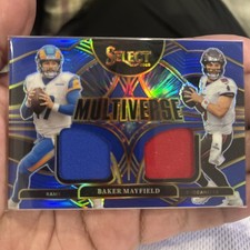 BAKER MAYFIELD 2025 Panini Select Multiverse Dual Patch Blue Prizm Rams Bucs