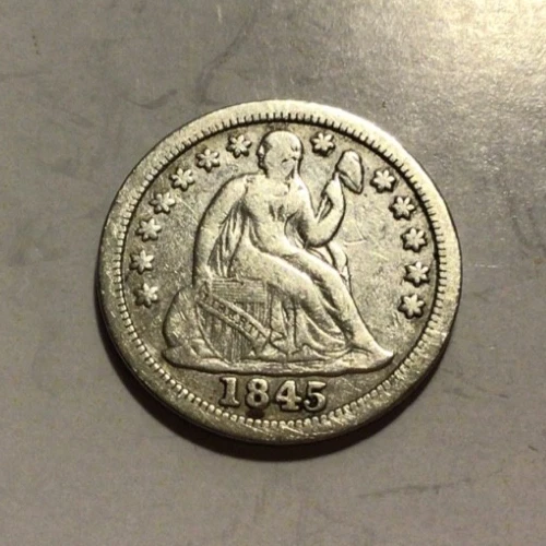 1845 Seated Liberty Dime, VF. Great Luster & Patina! A135