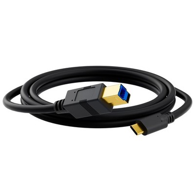 20FT USB C to B 3.0 Cable, Black, Gold-Plated, Docking Station, Scanner