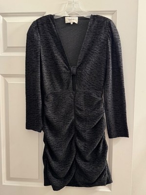 BASH Cut Out Ruched Black Mini Dress Size Small