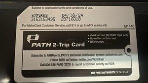 MTA NYC 2023 Path 2-Trip Metrocard New
