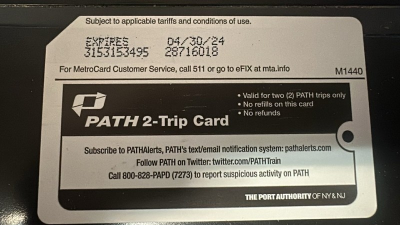 MTA NYC 2023 Path 2-Trip Metrocard New