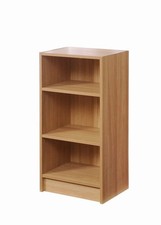 Image of Narrow Bookcase with 3 Adjustable Shelves – Oak finish Wooden Storage Unit