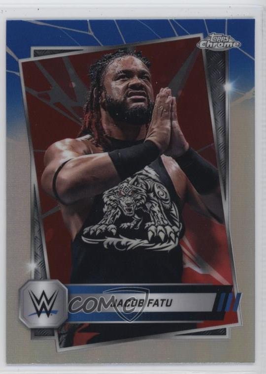 2025 Topps Chrome WWE Red & Blue Refractor Jacob Fatu #100 g9n