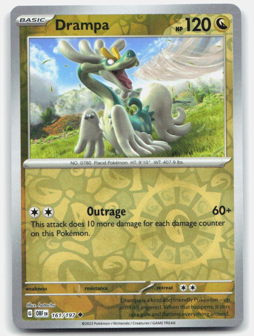 Pokemon TCG Drampa 161/197 SV03: Obsidian Flames Reverse Holo NM