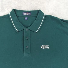 Vintage Bud Light Polo Shirt Green Time Out Embroidered Short Sleeve Men 2XL