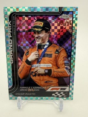 2025 Topps Chrome Formula 1 F1  Oscar Piastri Aqua Checker Flag Refractor /199