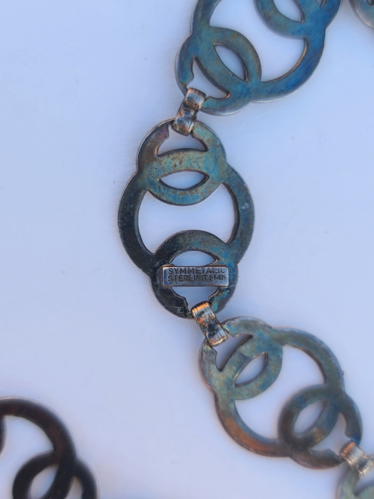 Vtg Sterling 925 Solid Silver Circle Link Choker … - image 14