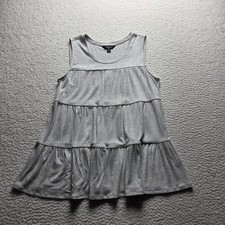Simply Vera Vera Wang Tank Top Womens M Gray Scoop Neck Sleeveless Ruffle Tunic