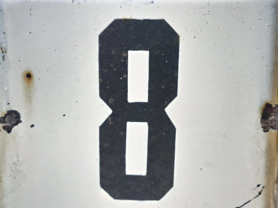 Placa esmaltada metálica vintage número 8 para casa, piso, calle, hecha en la URSS Foto 2 de 4