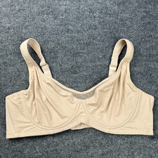 Women's Underwire Bra Beige Size 42D Smooth Full Coverage Nude Nylon Spandex