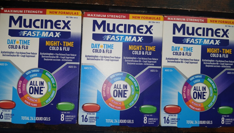 3-Mucinex Day & Night Time Cold & Flu All In One ~ 48 Caplets ~ EXP 05/27