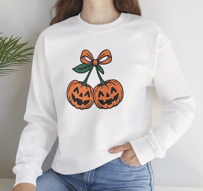 Halloween Pumpkin Cherries Unisex Crewneck Sweatshirt