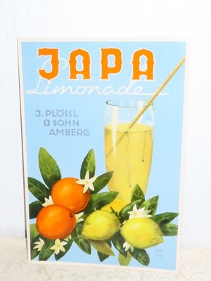 JAPA lemonade Amberg J. Plössl & Sohn cardboard sign lemonade advertising N2