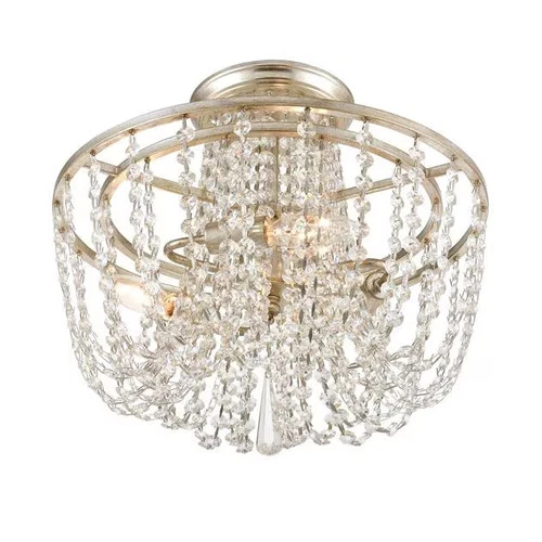 Arcadia 3-Light 15" Ceiling Light in Antique Silver with Clear Hand Cut Crystals - Picture 2 of 4