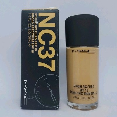 MAC Studio Fix Fluid SPF15 Foundation Shade NC37 1oz  30ml New In Box See Photos