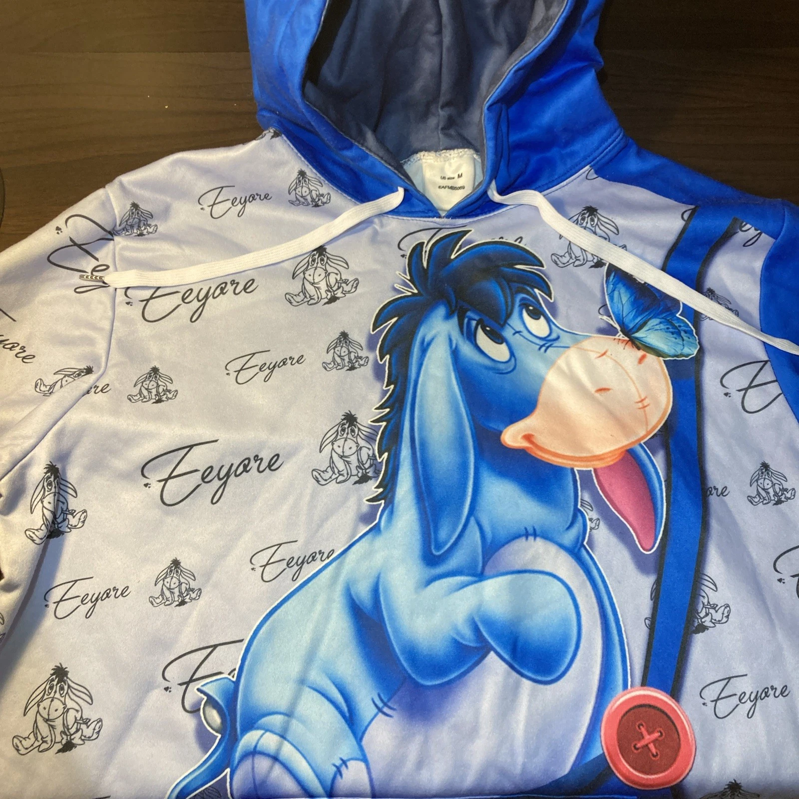 Eeyore Hoodie Lightweight Fleece Pullover Sweatshirt Disney Blue