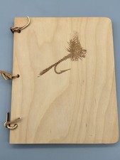 Fly Fishing Journal Handmade Wood Boards Wood Burnt Cover Leather Laces