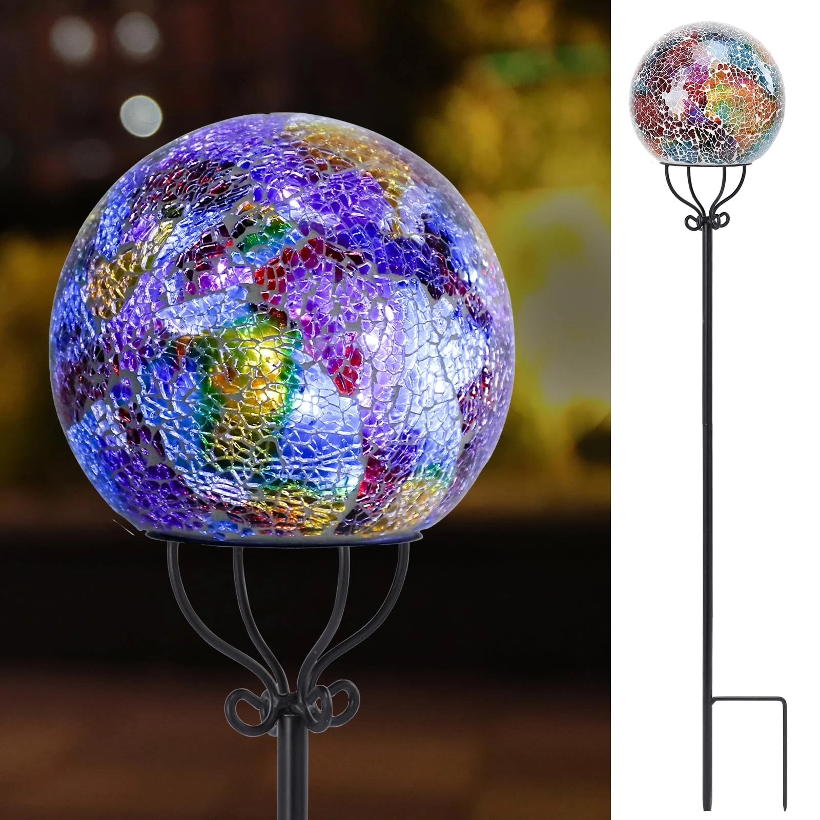 Solar Outdoor Lights Garden Decor Mosaic Solar Garden Lights Waterproof Glass...