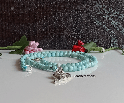 AAA Faceted Larimar Rondelle Pendant Gemstone Jewelry Necklace Gift Her - Picture 3 of 5