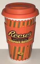 Reese's Peanut Butter Cups Ceramic 6 " tall Travel Coffee/Tea Mug/Cup Lid Sleeve