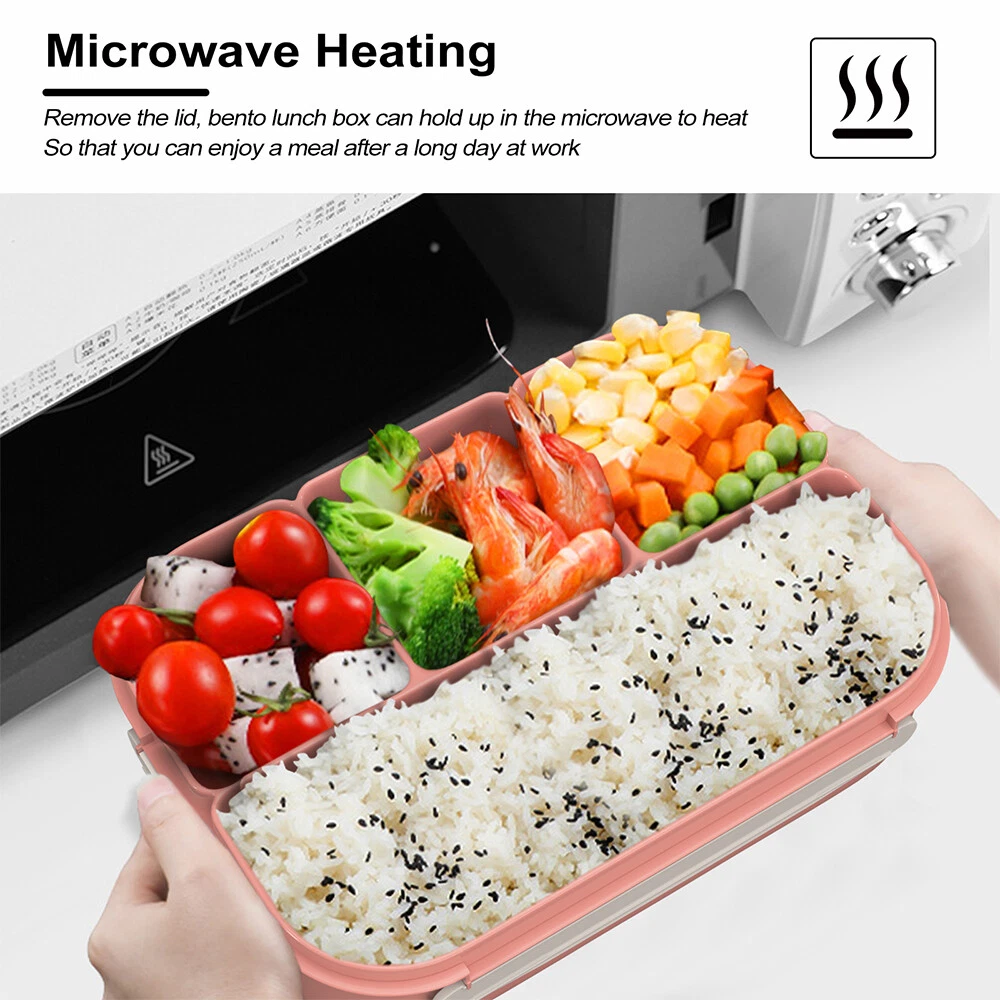 Bento Box Adult Lunch Box 4 Compartments Containers for Adults Kids with Utensil