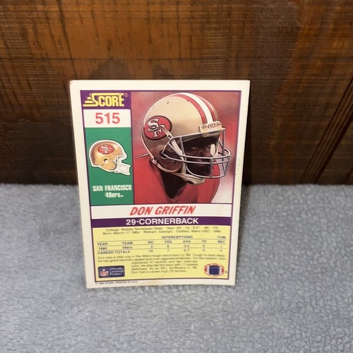 Vintage 1990 Don Griffin 49ers Score 515 NFL Sports Football Trading Card - Picture 2 of 5
