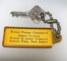 Asbury Park NJ New Jersey Central Power & Light Co Vintage Keychain Electr Key