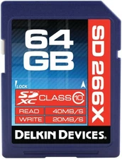Delkin Devices 64GB SD SDXC 266X High Speed UHS-I Secure Digital Memory Card