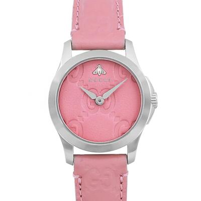 Gucci G-Timeless 27mm Steel Pink Dial Quartz Ladies Watch YA126578