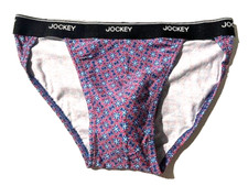 New JOCKEY Elance Mens Red Blue Print Cotton String Bikini Sport Brief sz XL