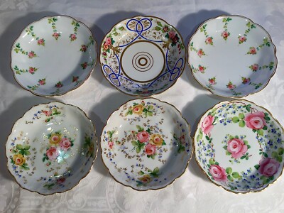 SAXE Austria Hand Painted Roses 6'' Finger Bowls (6) c. 1886-1910 Ch. Ahrenfeldt