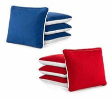 Pro-Style All Weather Red and Royal Cornhole Bags Slick  Stick w/ White Suede