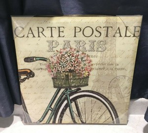 Bike Paris Wall Art On Canvas Soft Colors 18x18 Carte Postale Made In Canada Ebay