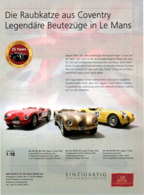 CMC WERBESEITE JAGUAR C-TYPE in 1-18.....Zeitungsanzeige... #2207c