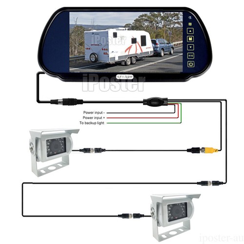 Caravan Rear View 4Pin Kit 7" Mirror Monitor Front Rear View Camera Night Vision - Picture 12 of 12