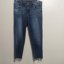 Kut from the Kloth Jeans Womens 4 Blue Distressed Denim Pocket Raw Hem Boyfriend