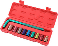 1/2 Inch Socket Set 10Pcs 8-22Mm Metric with Square End L Shape Wrench Handle, C