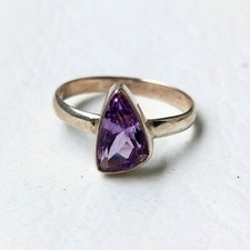 Solid 925 Sterling silver Natural Amethyst Ring Gemstone Jewelry For Her J 87