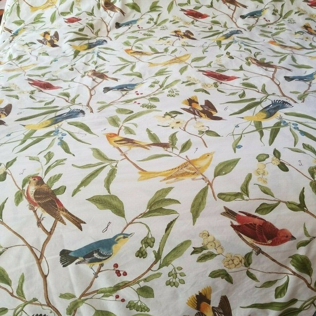 Pottery Barn Spring Sparrow Birds Nature Print Cotton Queen Full