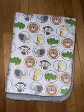 CIRCO Baby Blanket Circles Monkey Elephant Giraffe Alligator Gray/White Lovey
