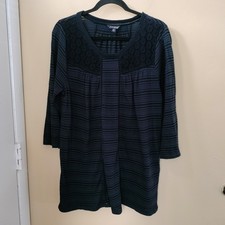 Lucky Brand 1X Cotton Blend Blue Stripe Embroidery Shirt Top Bohemian Western