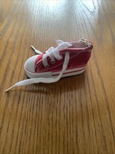 Red Canvas Sneaker Keychain, Mini Shoe Keyring, Novelty Backpack Charm