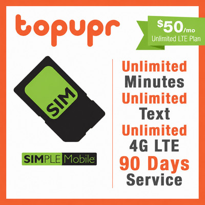 SIMPLE MOBILE eSIM SIM card $50 PLAN 90 Day Preloaded Unlimited T-Mobile/Verizon