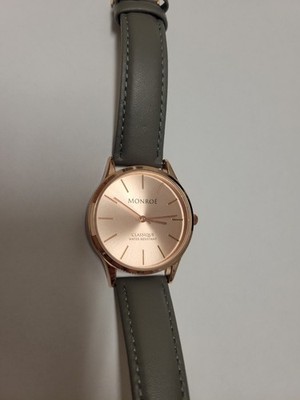 Monroe Classique 36mm Watch Rose Gold Tone Face, Gray Band